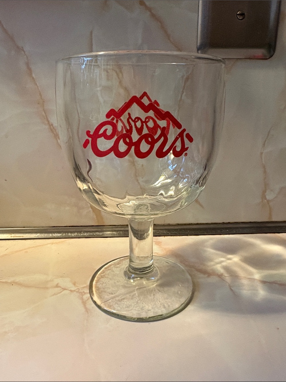 Vintage Coors Glass Beer Goblet Thumbprint with Stem Bar Man Cave Collectible